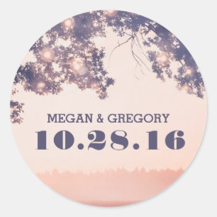 String Lights Tree takken rustieke bruiloft Ronde Sticker