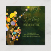 String Lights Trees Business Monogrammen Vierkante Visitekaartje (Achterkant)