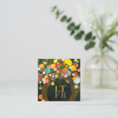 String Lights Trees Business Monogrammen Vierkante Visitekaartje (Staand voorkant)