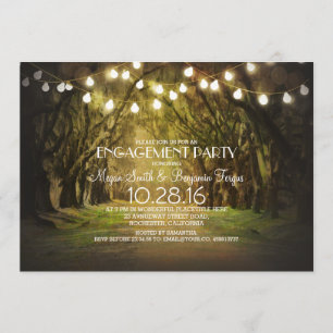 String Lights Trees Path Rustic Engagement Party Kaart