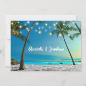 String Lights Tropical Beach Modern Wedding Kaart (Achterkant)