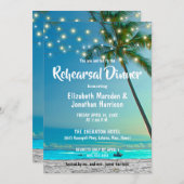 String Lights Tropical Beach Rehearsal Dinner Kaart (Voorkant / Achterkant)