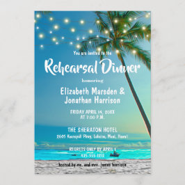 String Lights Tropical Beach Rehearsal Dinner Kaart