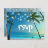 String Lights Tropical Beach RSVP-behuizing Uitnodiging Briefkaart (Voorkant / Achterkant)