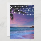 String Lights Tropical Beach Sunset Wedding Kaart (Achterkant)