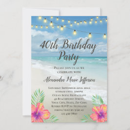String Lights Tropical Luau Beach 40e verjaardag Kaart