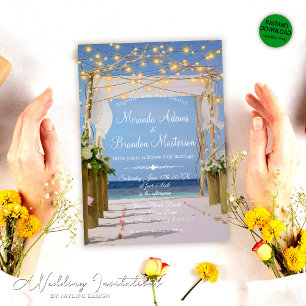 String Lights Tropische Strand Arbour Bruiloft Kaart