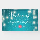 String Lights & Turquoise Glitter Weddenschap Welk Spandoek (Horizontaal)