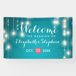 String Lights & Turquoise Glitter Weddenschap Welk Spandoek