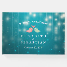String Lights Turquoise Glitter Wedding Guestbook Gastenboek