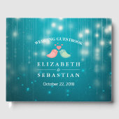 String Lights Turquoise Glitter Wedding Guestbook Gastenboek (Voorkant)