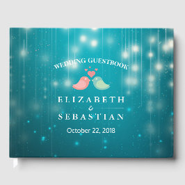 String Lights Turquoise Glitter Wedding Guestbook Gastenboek