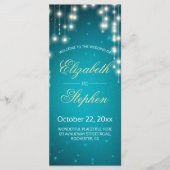 String Lights & Turquoise Glitter Wedding Program Programmakaart (Voorkant)