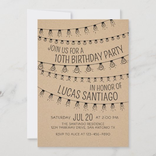 String Lights Verjaardag uitnodiging (Voorkant)