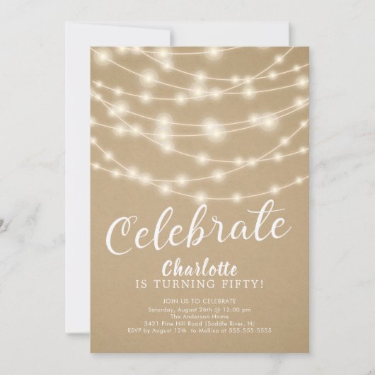 String Lights vieren 50e verjaardag uitnodiging (Voorkant)