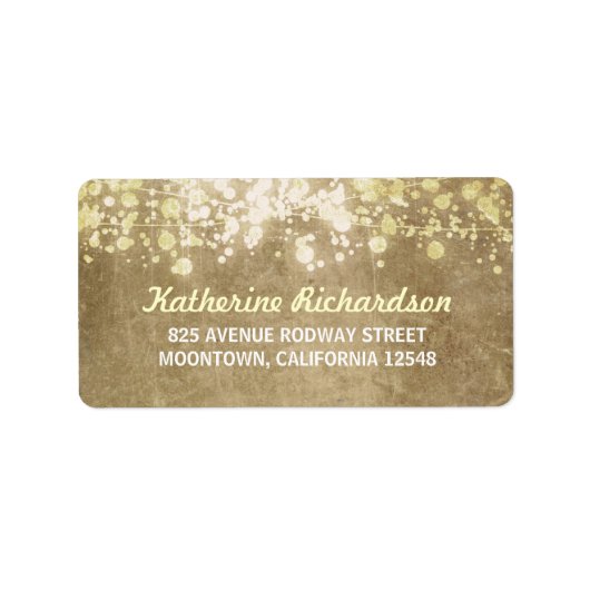 String Lights Vintage bruiloft adresetiketten Etiket (Voorkant)