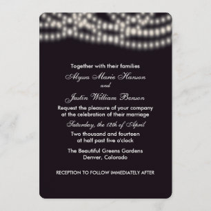 String Lights Wedding Invitation Kaart