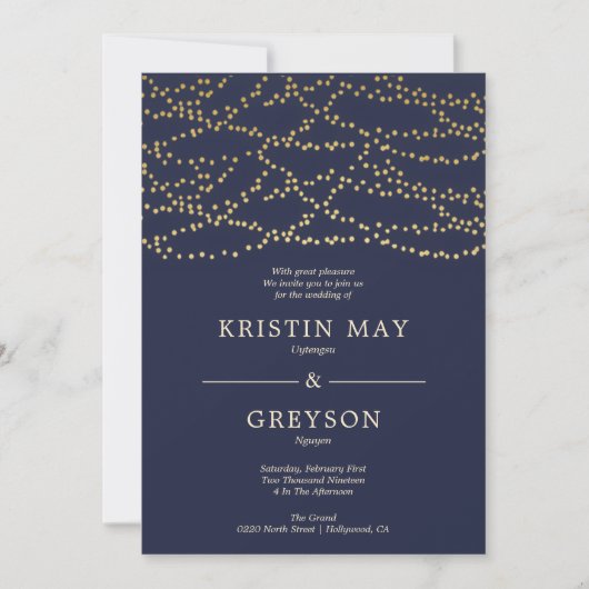 String Lights Wedding Invitation Kaart (Voorkant)