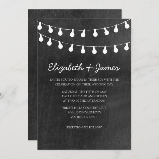 String Lights Wedding Invitations Kaart (Voorkant / Achterkant)