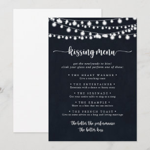 String Lights Wedding Kissing Menu Game Kaart