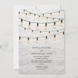  String Lights White Brick Wedding Kaart