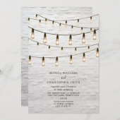 String Lights White Brick Wedding Kaart (Voorkant / Achterkant)