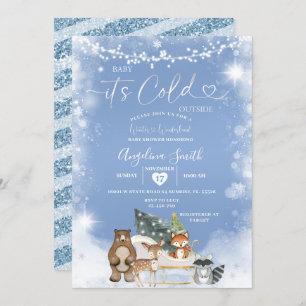 String Lights White Snowflake Tree Baby shower Kaart