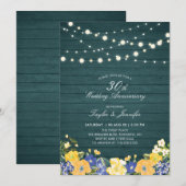 String Lights & Wood | 30e Jubileum voor weddensch Kaart (Voorkant / Achterkant)