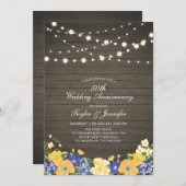 String Lights & Wood | 50e Jubileum voor weddensch Kaart (Voorkant / Achterkant)