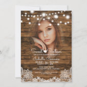String Lights Wood and Lace Sweet 16 Feest Kaart (Voorkant)