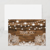 String Lights Wood en Lace Hartelijk dank Bedankkaart (Voorkant / Achterkant)