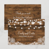 String Lights Wood en Lace Wedding Favor Bedankkaart (Voorkant / Achterkant)