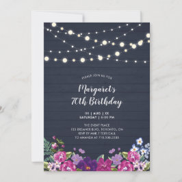 String Lights & Wood | Floral Adult Birthday Party Kaart