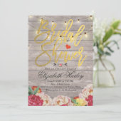 String Lights & Wood Floral Vrijgezellenfeest Wedd Kaart (Staand voorkant)