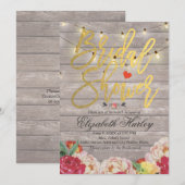 String Lights & Wood Floral Vrijgezellenfeest Wedd Kaart (Voorkant / Achterkant)