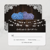 String Lights Wood Purple Blue Floral Wedding RSVP Kaartje (Voorkant / Achterkant)