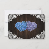 String Lights Wood Purple Blue Floral Wedding RSVP Kaartje (Achterkant)