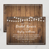 String Lights Wood Rustic Country Vrijgezellenfees Kaart (Voorkant / Achterkant)