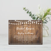 String Lights Wood Rustic Country Vrijgezellenfees Kaart (Staand voorkant)