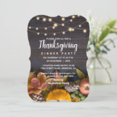 String Lights Wood Rustic Leaves Herfst Thanksgivi Kaart (Staand voorkant)