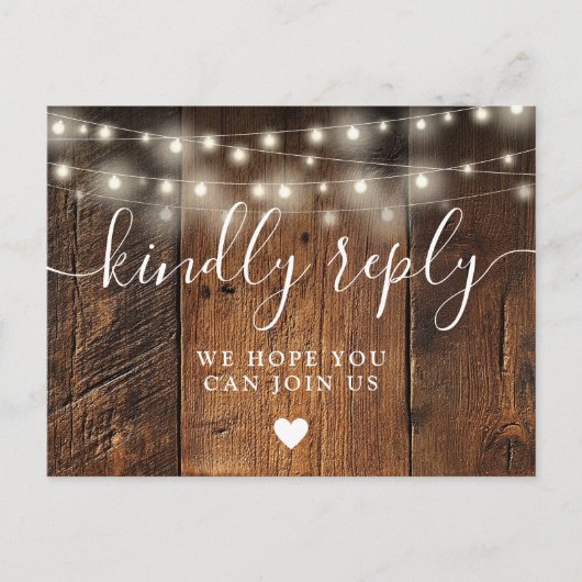 String Lights Wood Song Request RSVP Briefkaart (Voorkant)