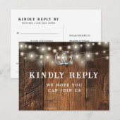 String Lights Wood Song Request RSVP Postcard Uitnodiging Briefkaart (Voorkant / Achterkant)