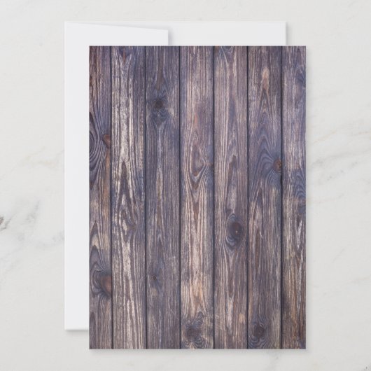 String Lights Wooden Background Wedding Invitation Aankondiging (Achterkant)