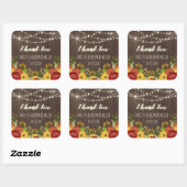 String Lights & Zonnebloemen Rustiek Dank u Vierkante Sticker (Vel)