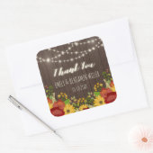 String Lights & Zonnebloemen Rustiek Dank u Vierkante Sticker (Envelop)
