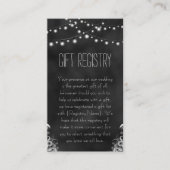 String Lights Zwart Chalkboard Gift Registry Informatiekaartje (Voorkant)