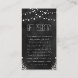 String Lights Zwart Chalkboard Gift Registry Informatiekaartje