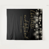 String Lights Zwart Goud Bruiloft Foto Achtergrond Wandkleed (Voorkant (horizontaal))