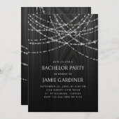 String Lights Zwart Hout Rustieke vrijgezellenfees Kaart (Voorkant / Achterkant)