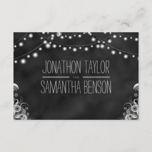 String Lights Zwart Krijtbord Receptie Kaart (Achterkant)